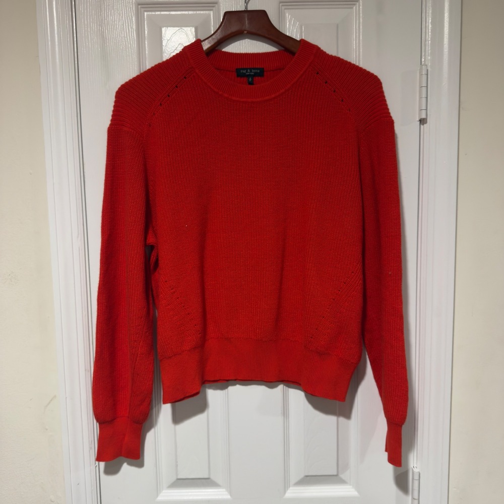 rag & bone‎ Red Cotton Cashmere Crewneck Sweater Small